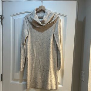 LOFT Speckled Cream Cowl Neck Dress